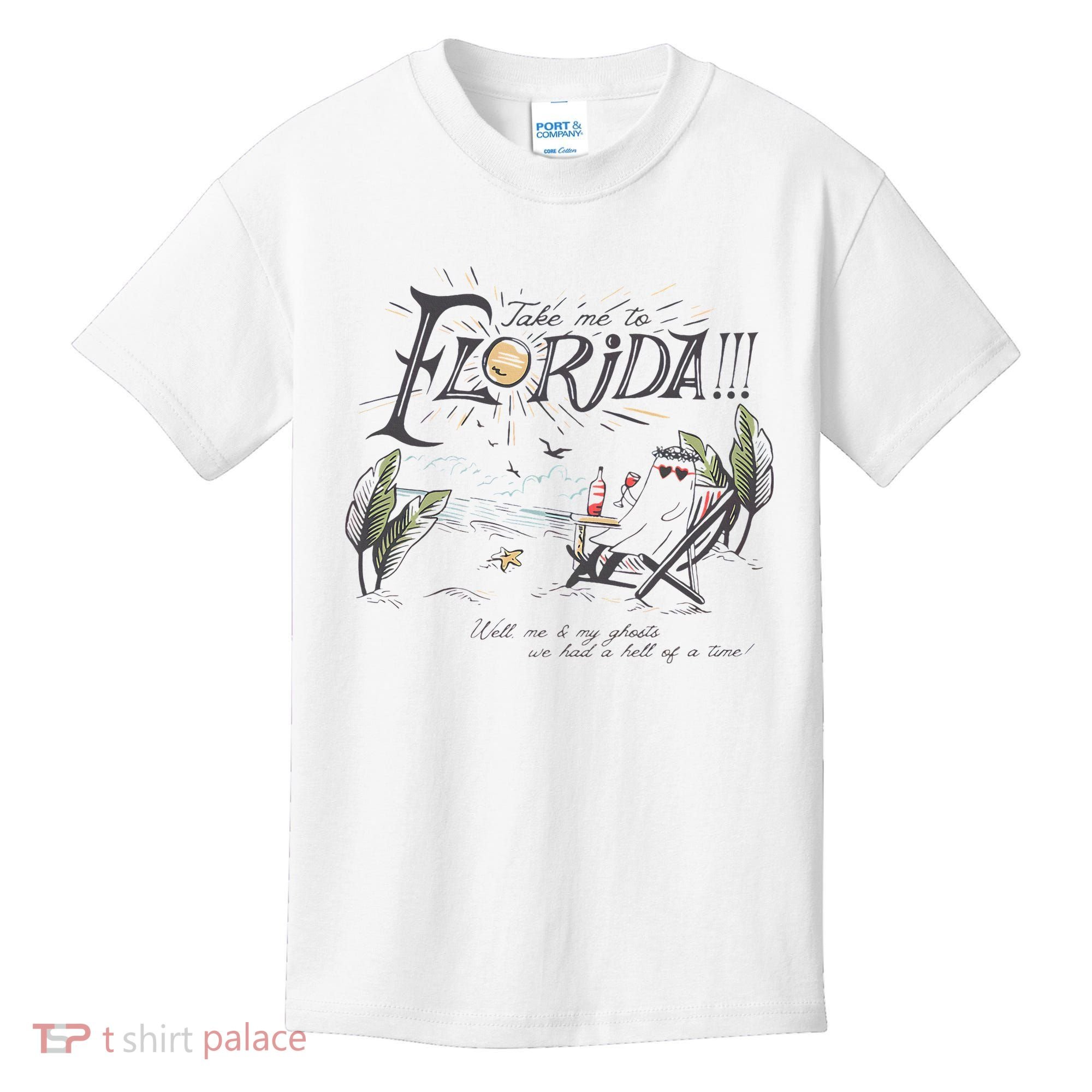 Take Me To The Florida Funny Ghost On The Beach Kids T-Shirt