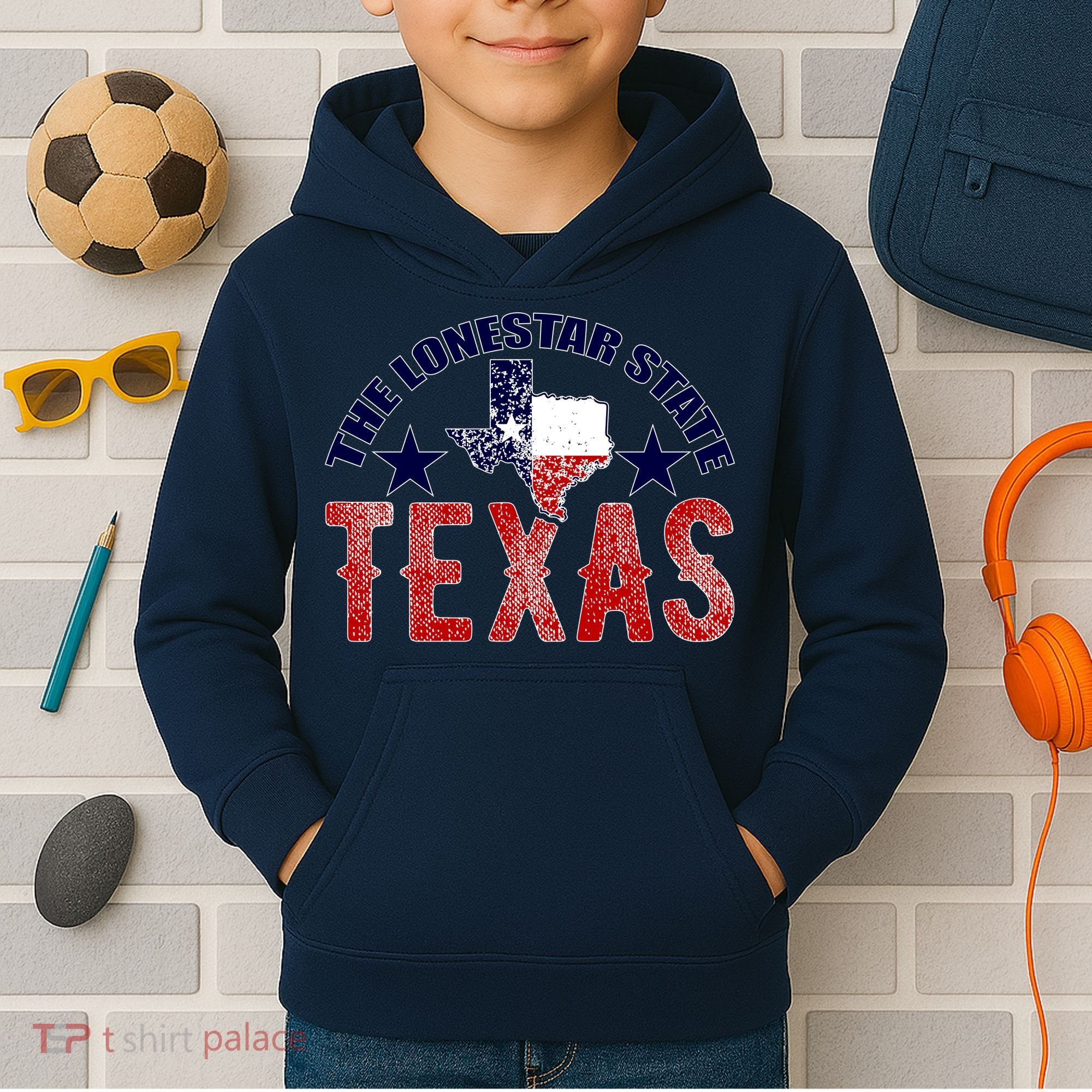 Texas Motto The Lone Star State Kids Hoodie