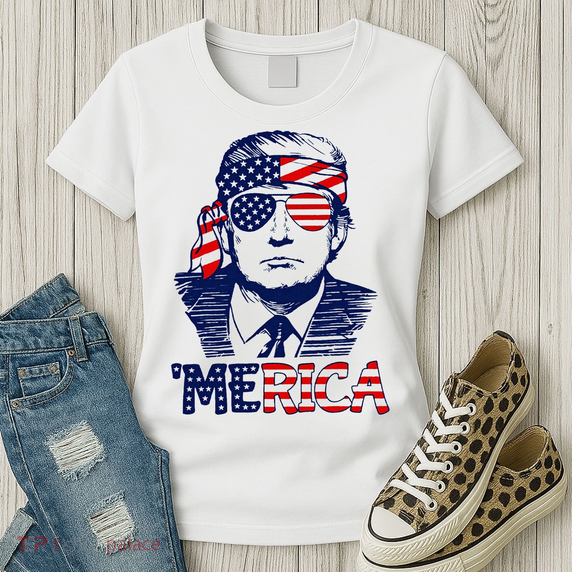 Trump 'Merica ,Trump Funny 4th of July Women's T-Shirt