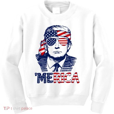 Trump 'Merica ,Trump Funny 4th of July Kids Sweatshirt