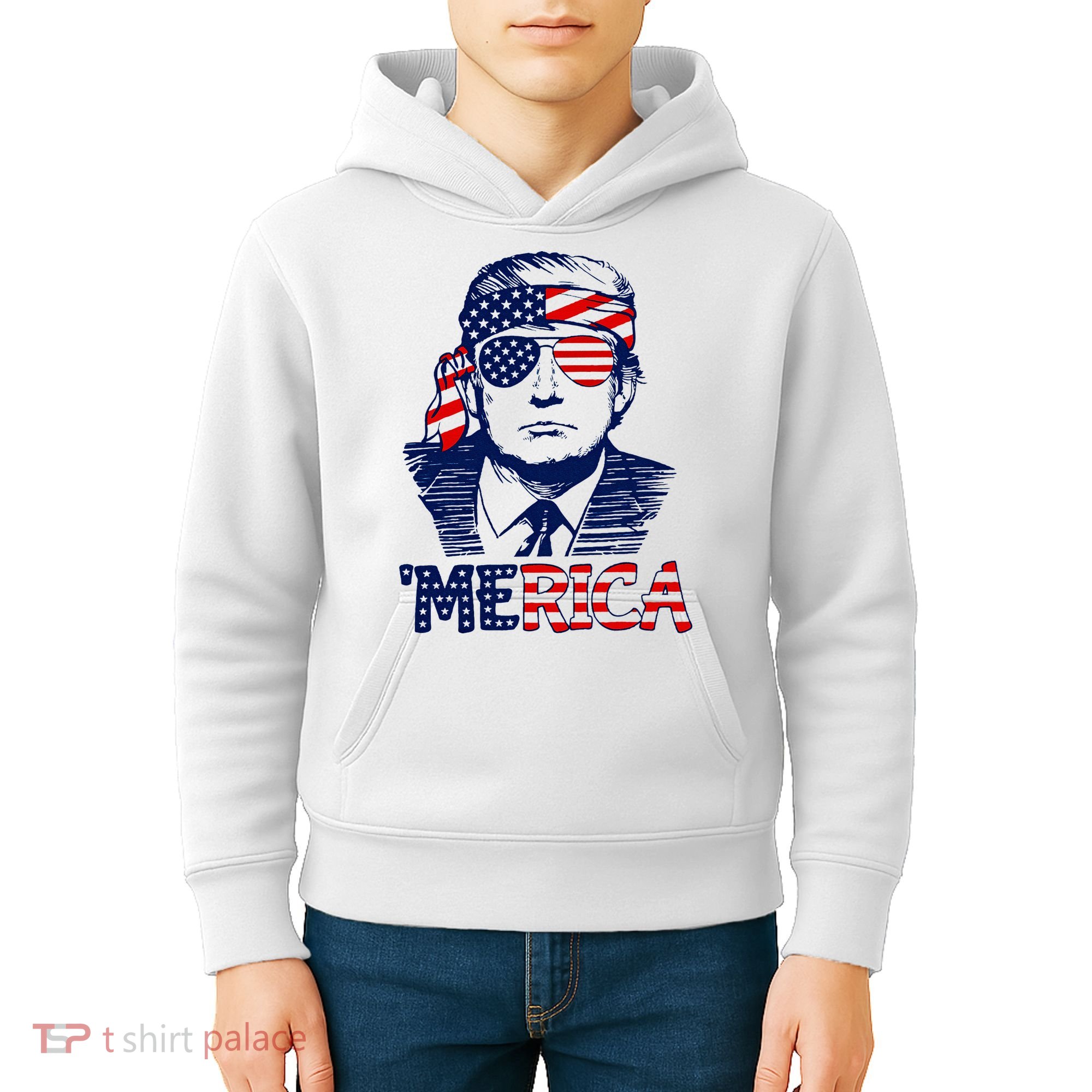 Trump 'Merica ,Trump Funny 4th of July Kids Hoodie