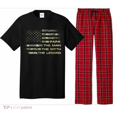 The Man The Myth The Legend Papa Fathers Day Camo US Flag Pajama Set