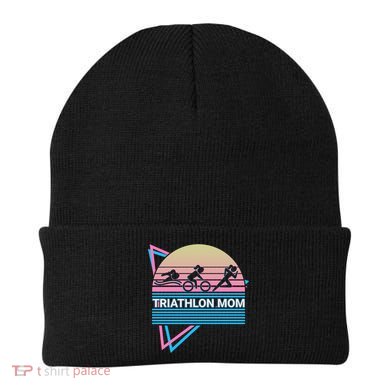 Triathlon Mom Triathlete Swim Bike Run Gift Beanie