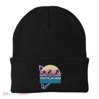 Triathlon Mom Triathlete Swim Bike Run Gift Beanie thumb 0
