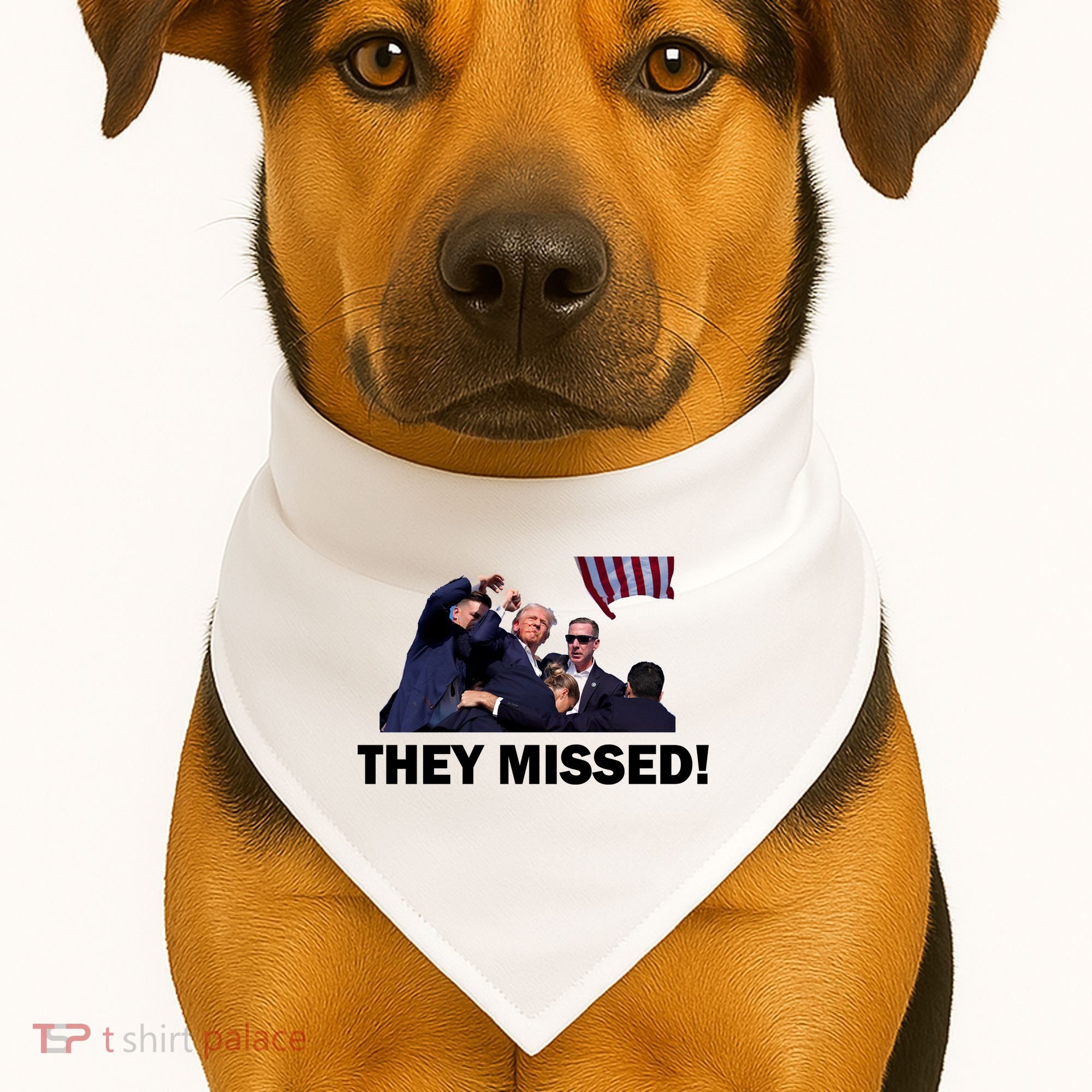 They Missed! Trump Got Shot Failed Assassination USA-Made Doggie Bandana