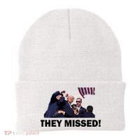 They Missed! Trump Got Shot Failed Assassination Beanie thumb 0