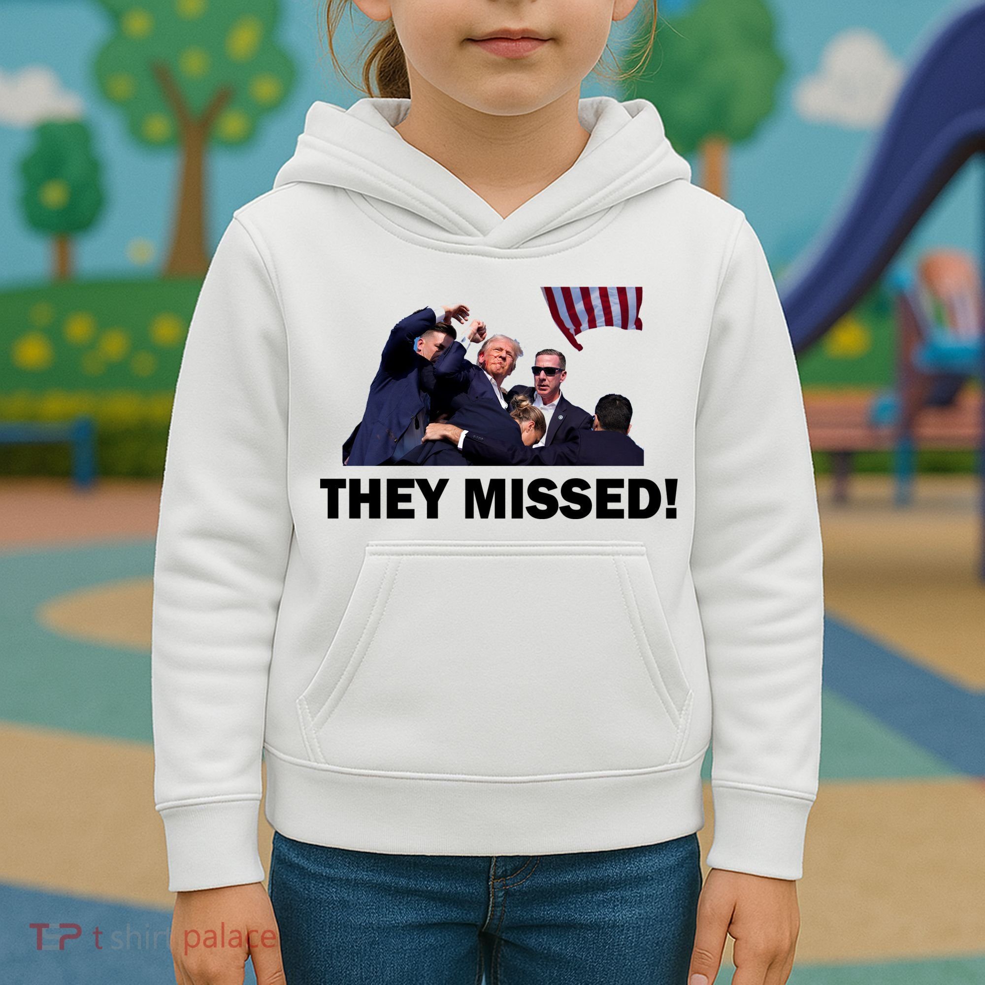 They Missed! Trump Got Shot Failed Assassination Kids Hoodie