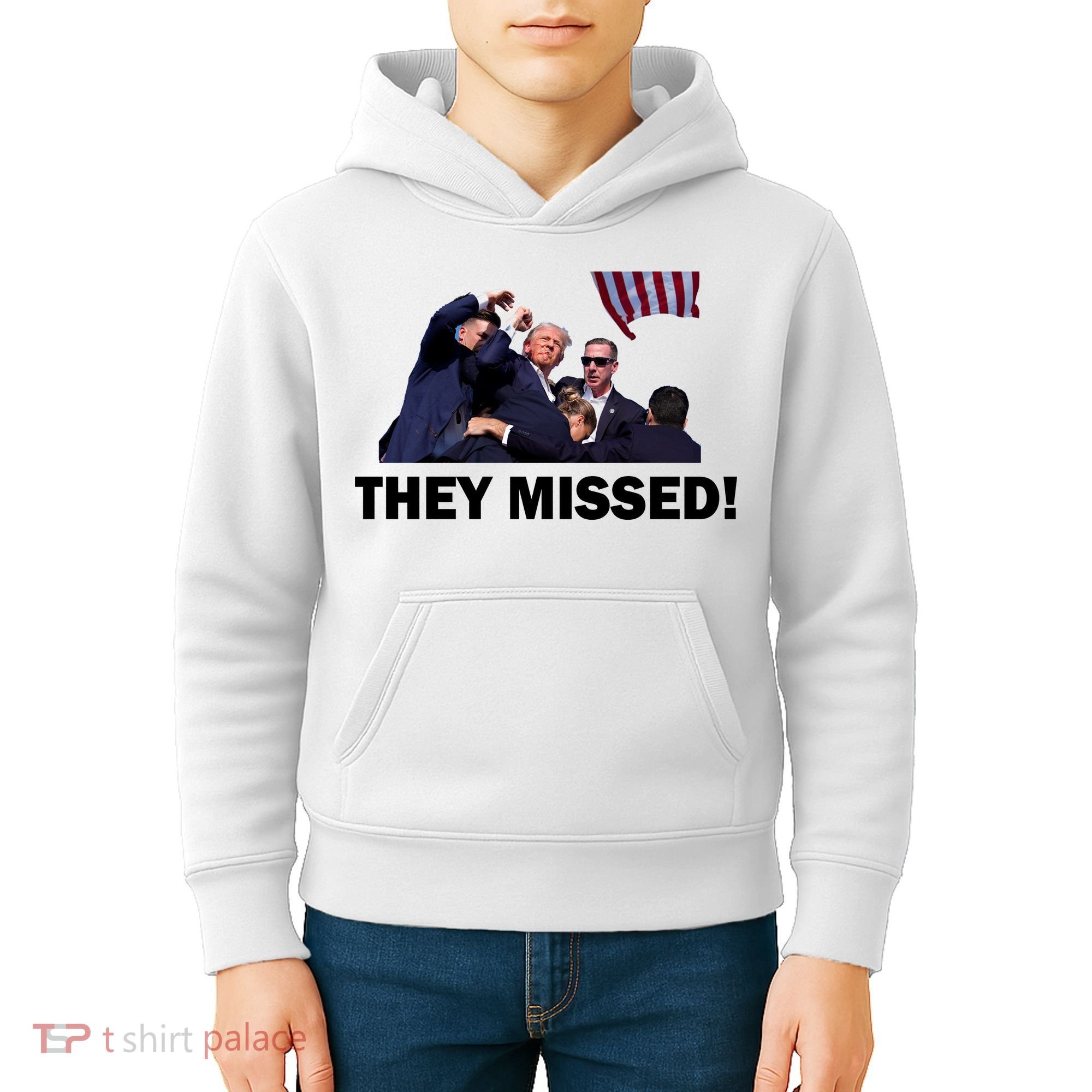 They Missed! Trump Got Shot Failed Assassination Kids Hoodie