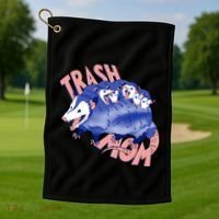 Trash Mom Trash Panda Racoon Meme Golf Towel thumb 1