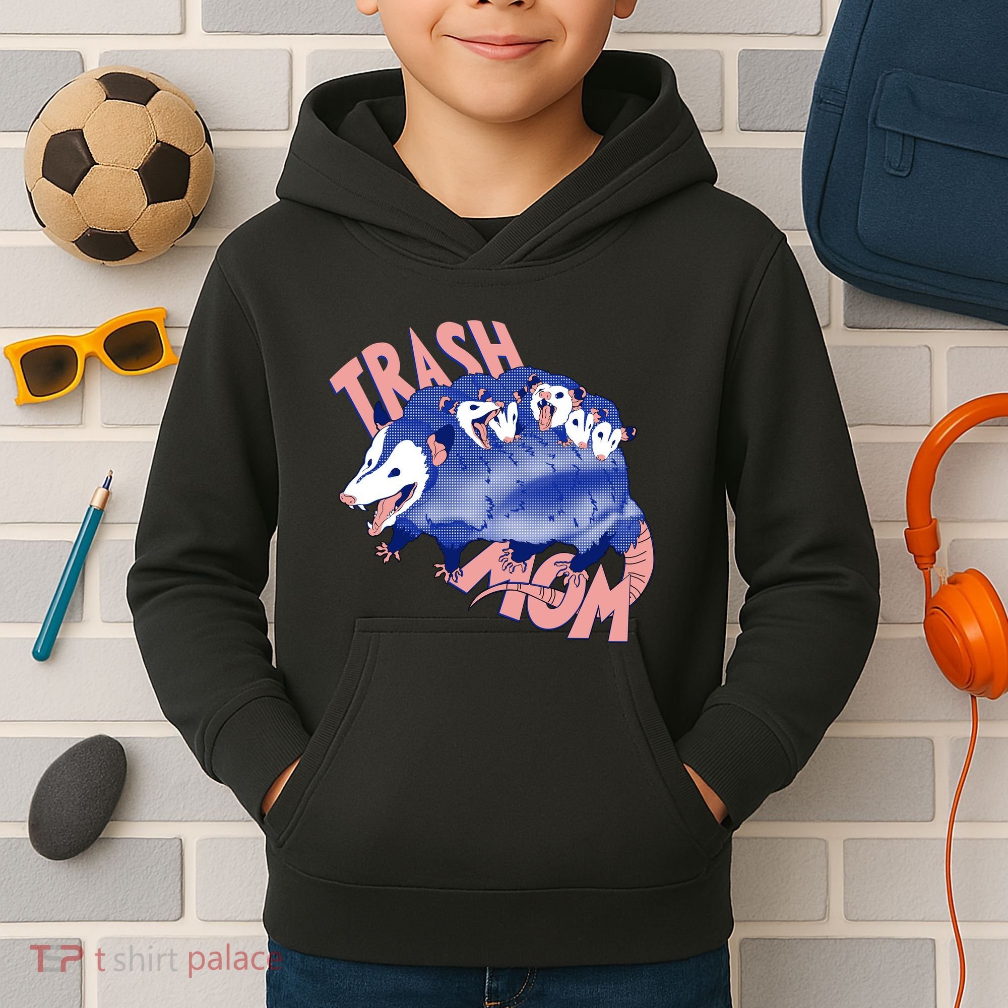 Trash Mom Trash Panda Racoon Meme Kids Hoodie