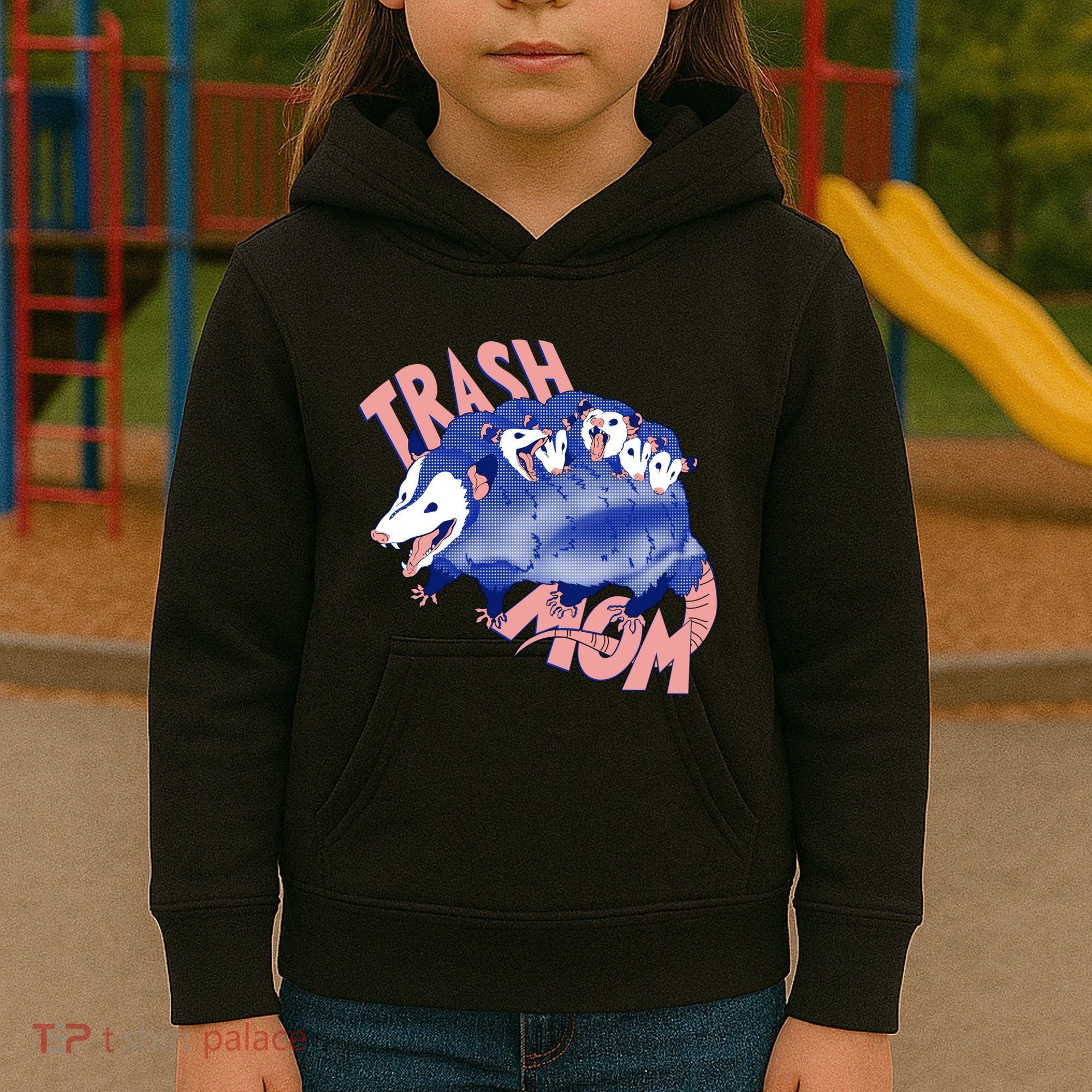 Trash Mom Trash Panda Racoon Meme Kids Hoodie