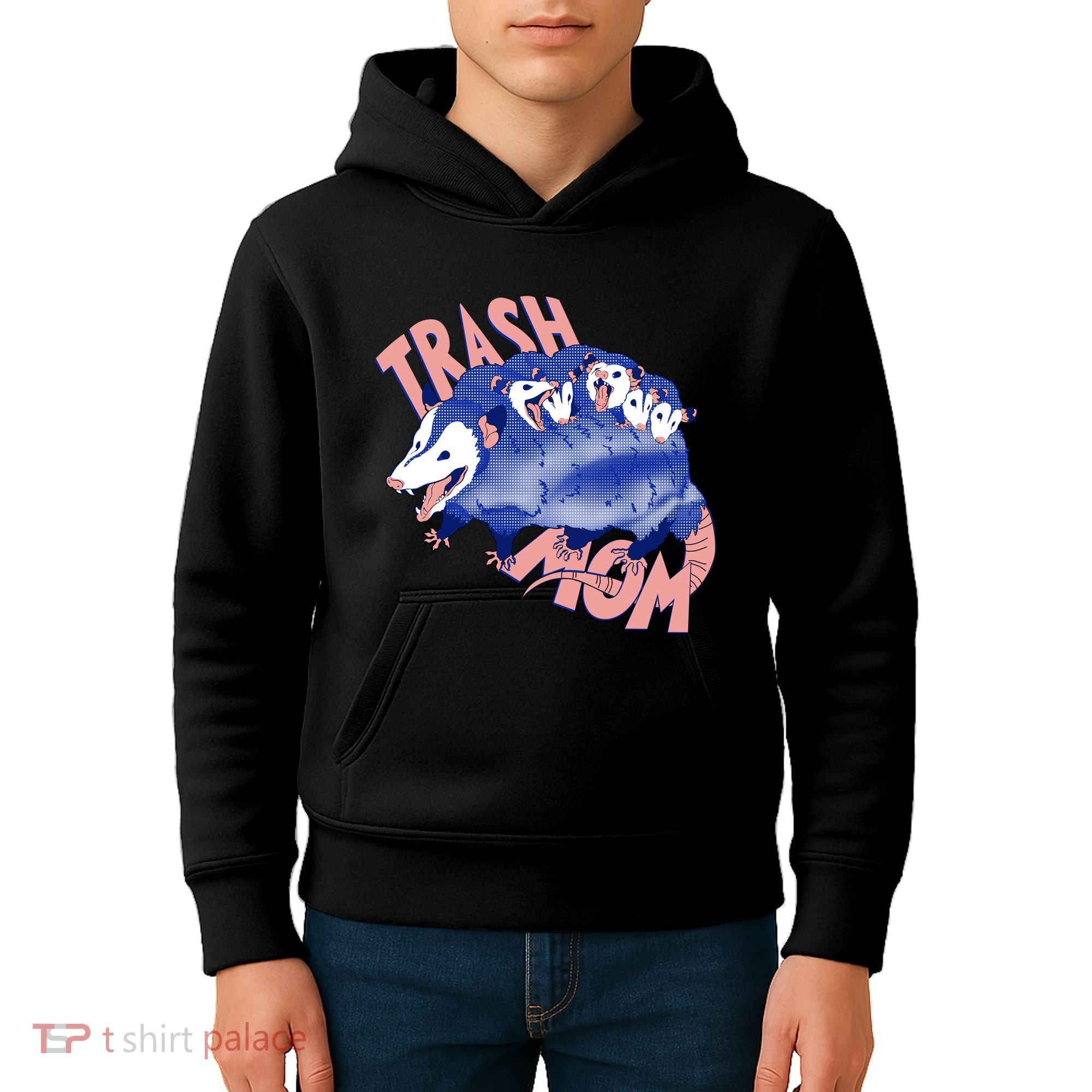 Trash Mom Trash Panda Racoon Meme Kids Hoodie