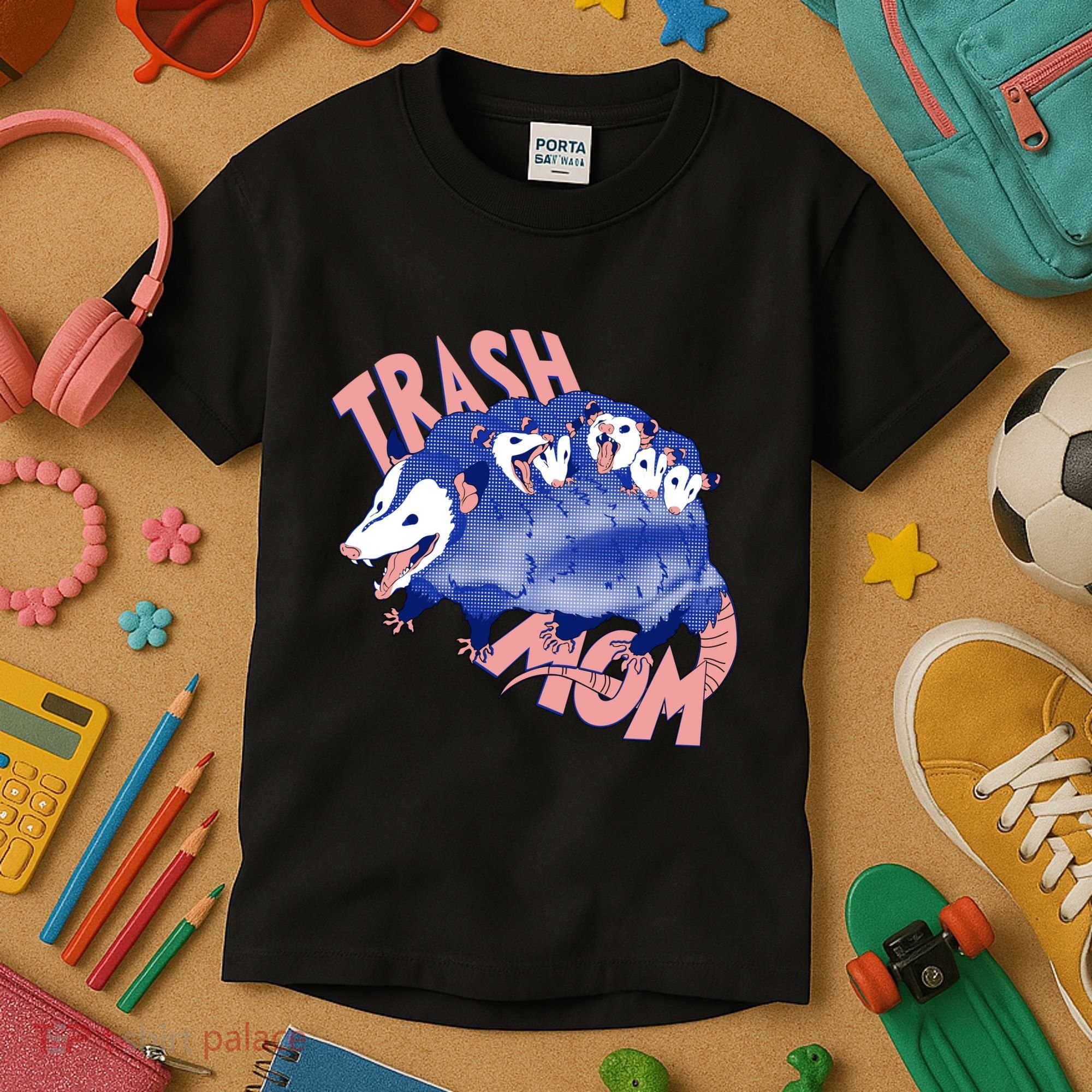Trash Mom Trash Panda Racoon Meme Kids T-Shirt