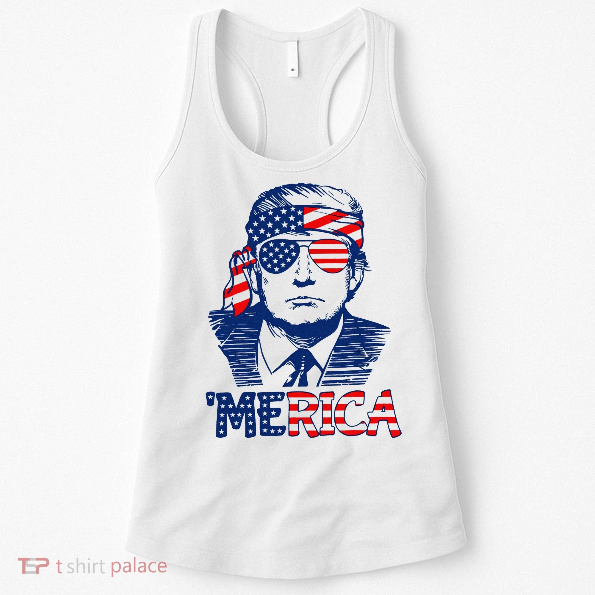 Trump 'Merica Trump Funny 4th of July Women's Tank Top