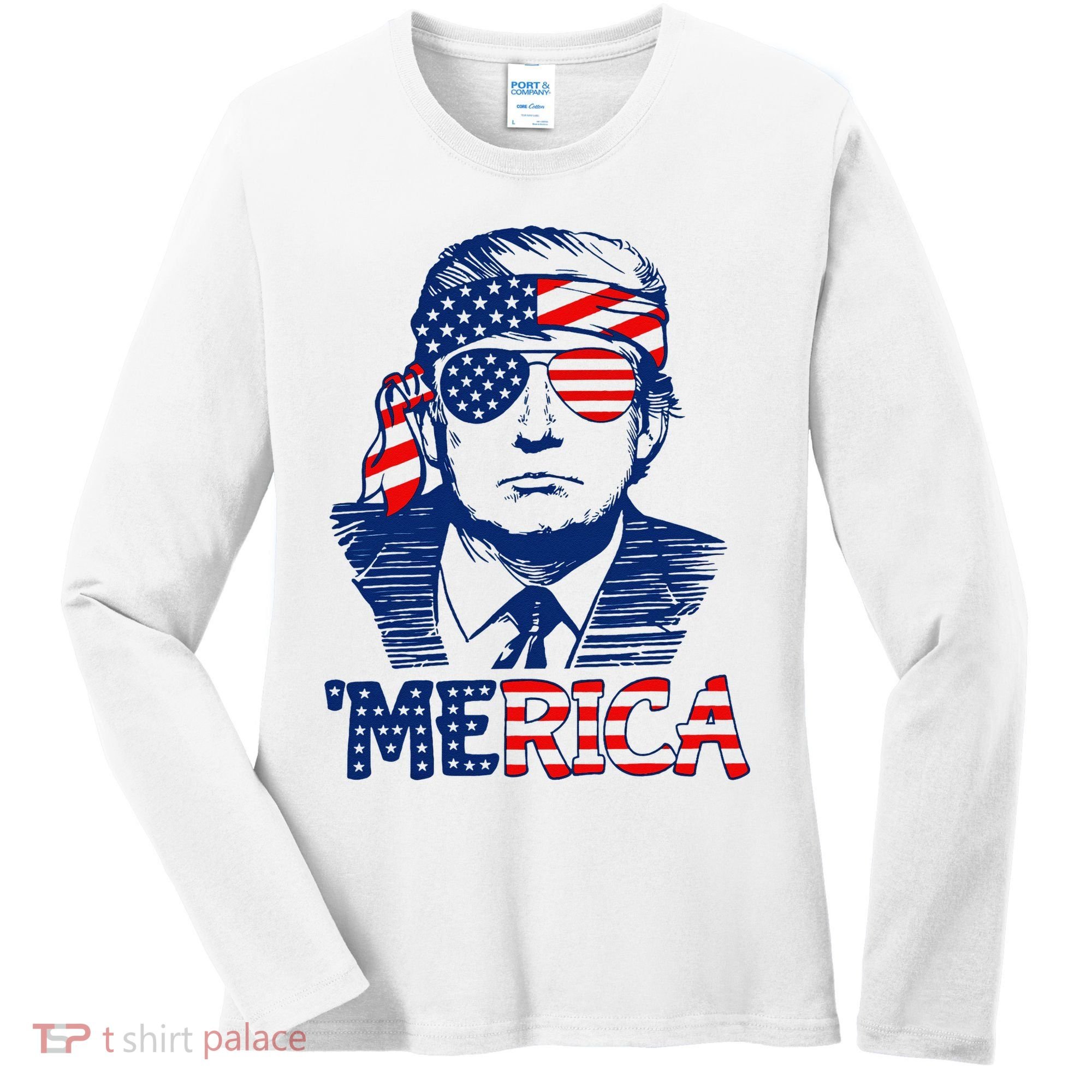 Trump 'Merica Trump Funny 4th of July Women's Long Sleeve Shirt