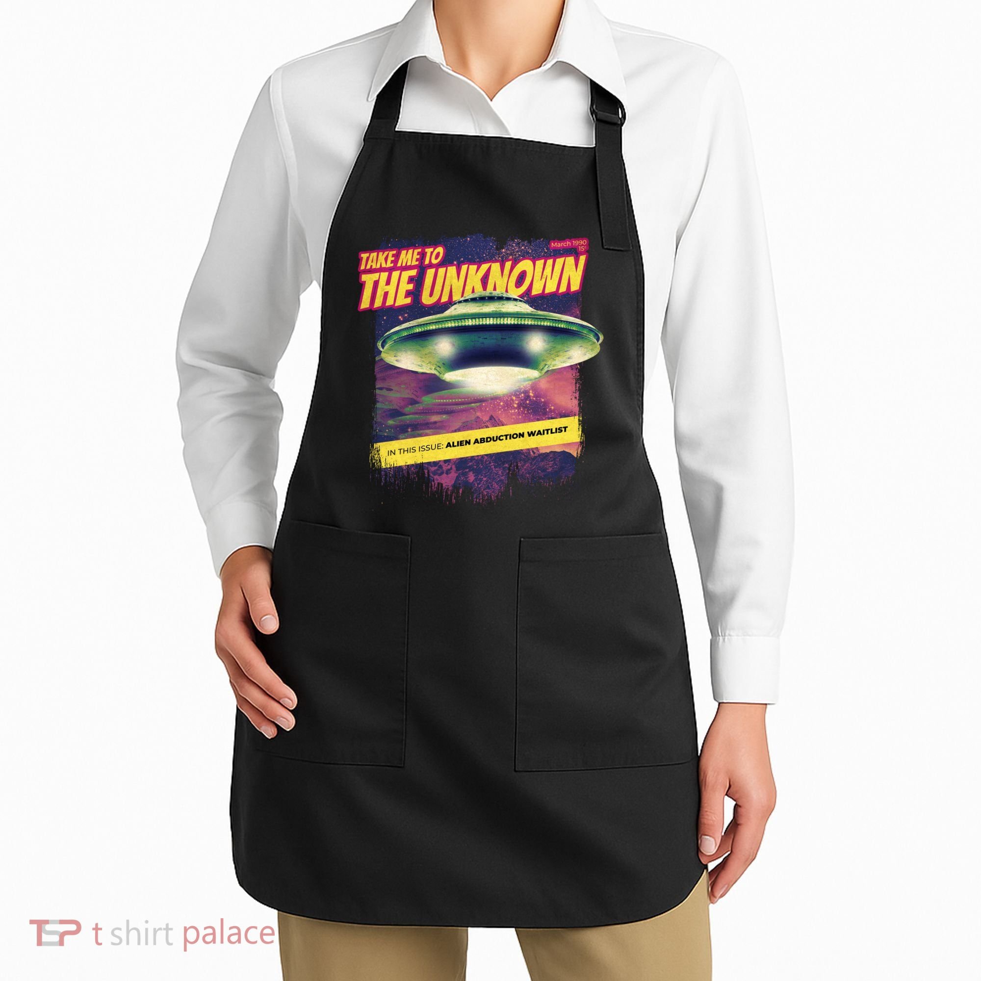 Take Me To The Unknown UFO Alien Apron
