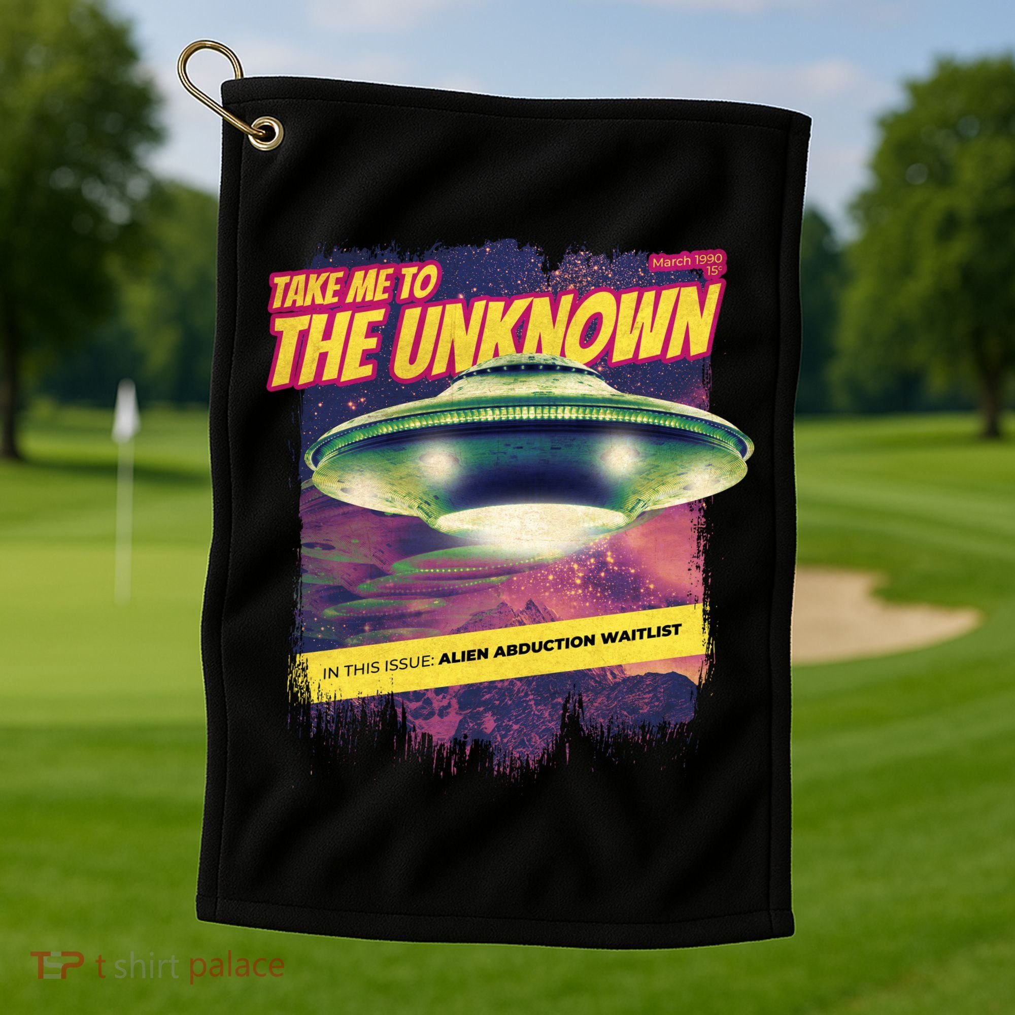 Take Me To The Unknown UFO Alien Golf Towel