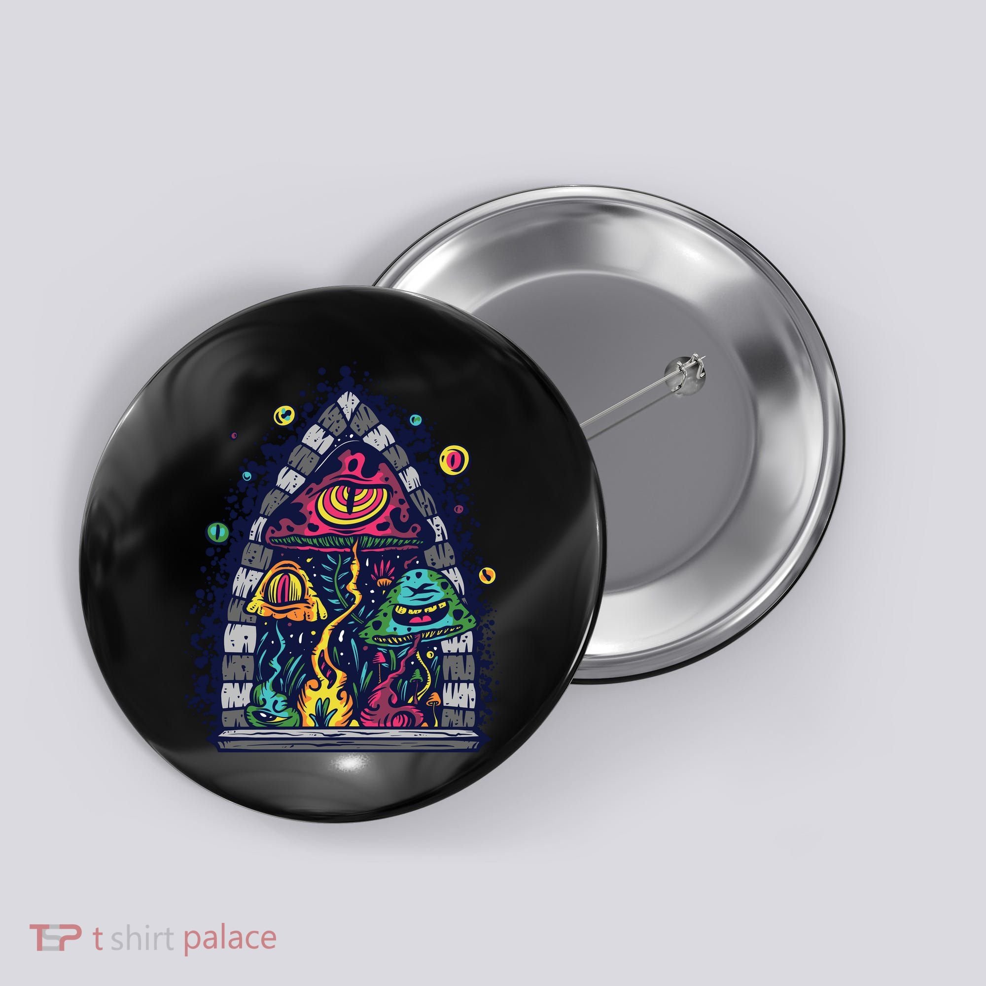 Trippy Mushrooms Button