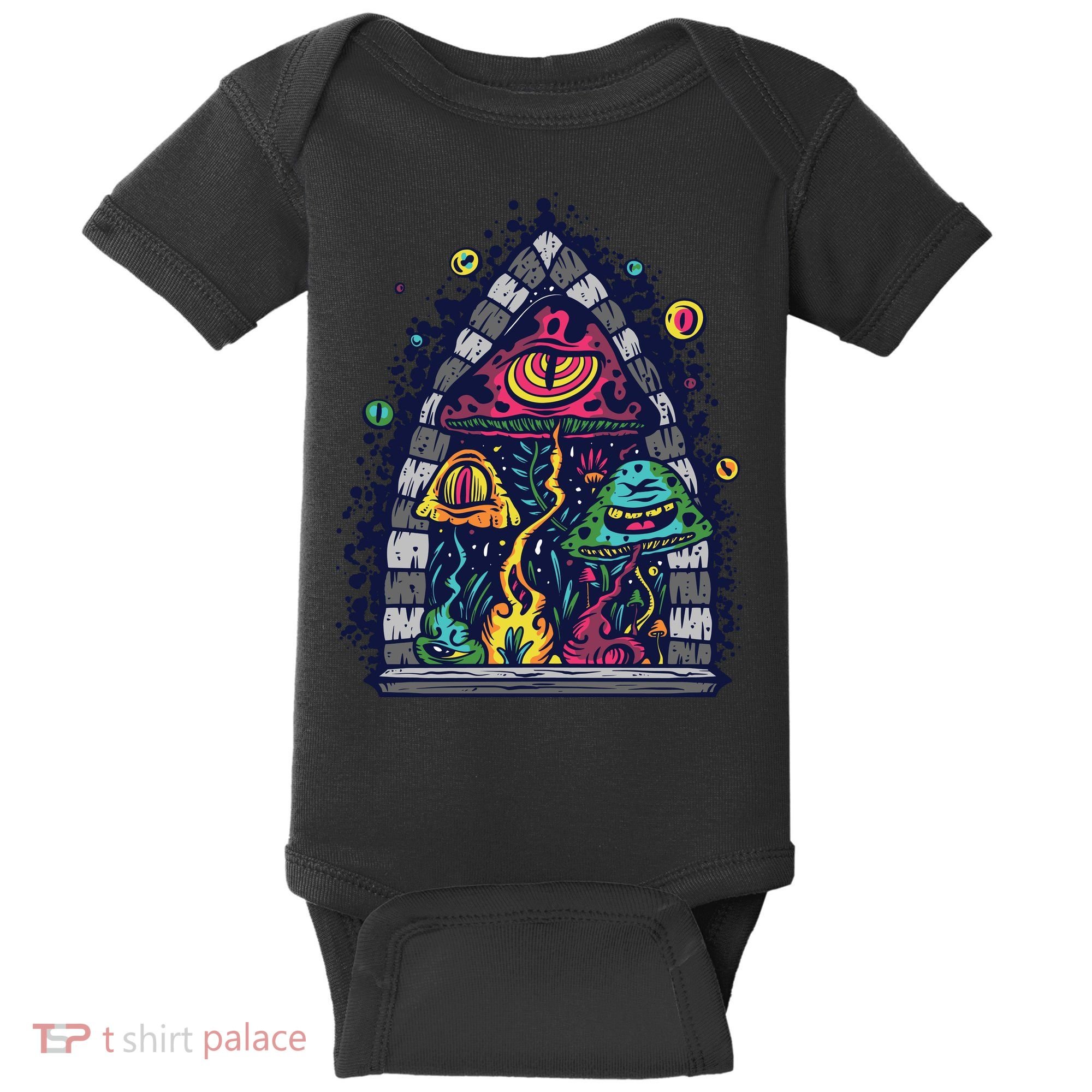 Trippy Mushrooms Baby Bodysuit