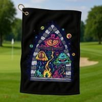 Trippy Mushrooms Golf Towel thumb 1