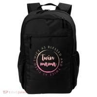 Twin Mama Twice As Blessed And Twice As Tired Funny Twin Mom Gift Backpack thumb 0