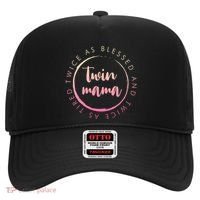 Twin Mama Twice As Blessed And Twice As Tired Funny Twin Mom Gift Hat thumb 0