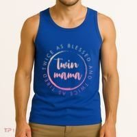 Twin Mama Twice As Blessed And Twice As Tired Funny Twin Mom Gift Tank Top thumb 3
