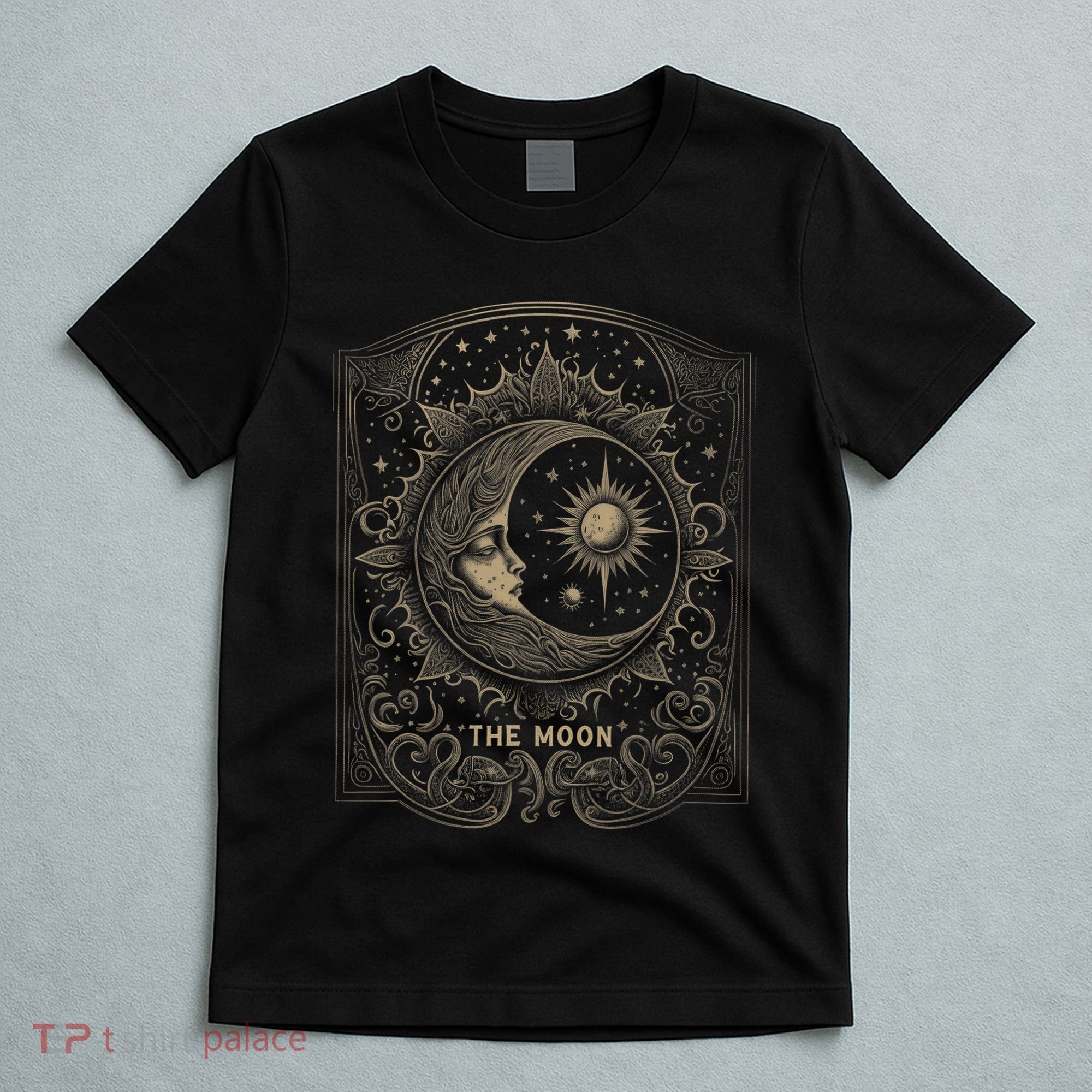 The Moon Tarot Card Goth Emo Occult Graphic T-Shirt