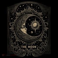 The Moon Tarot Card Goth Emo Occult Graphic Ornament thumb 1