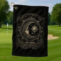 The Moon Tarot Card Goth Emo Occult Graphic Golf Towel thumb 1