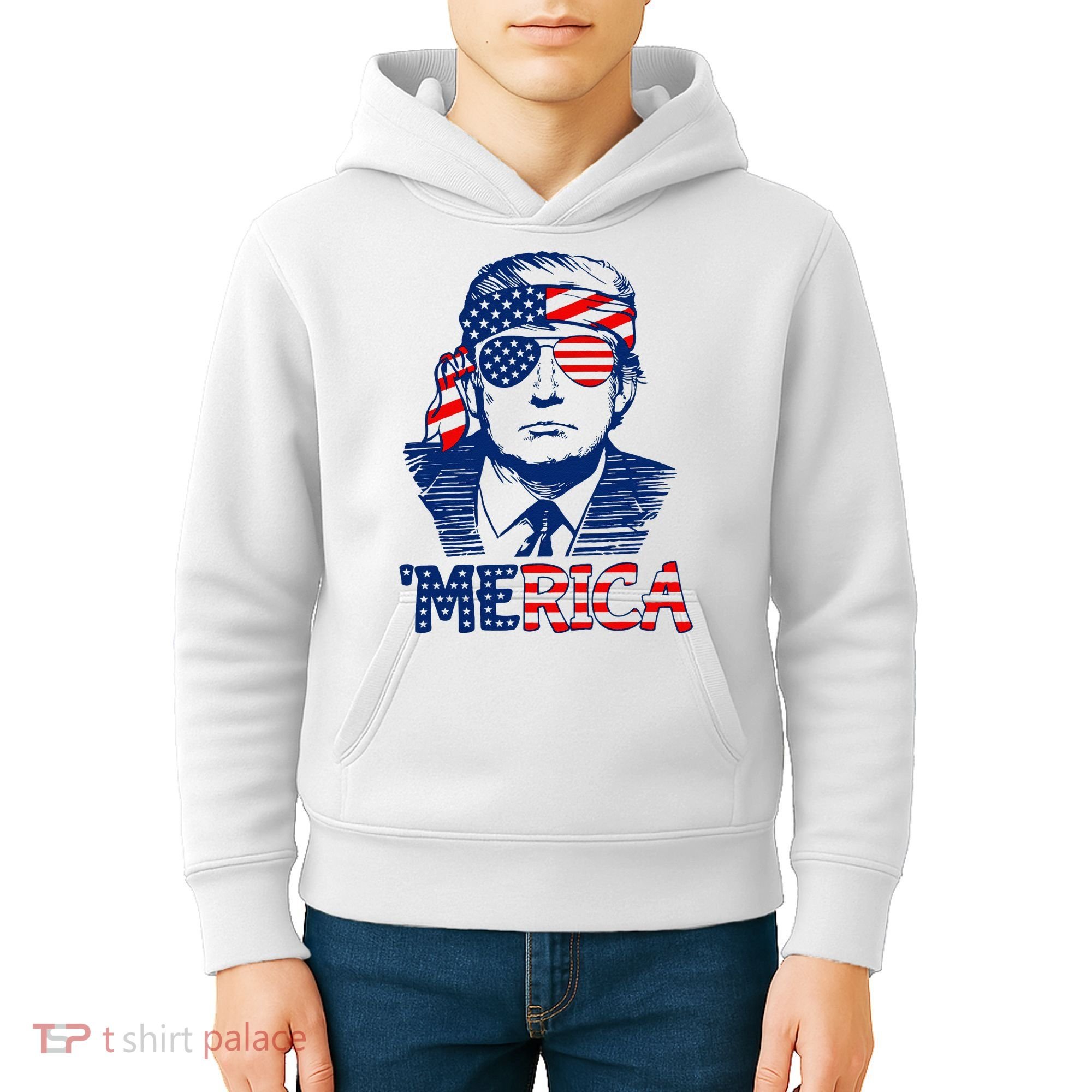 Trump Merica Trump Funny 4th Of July Kids Hoodie