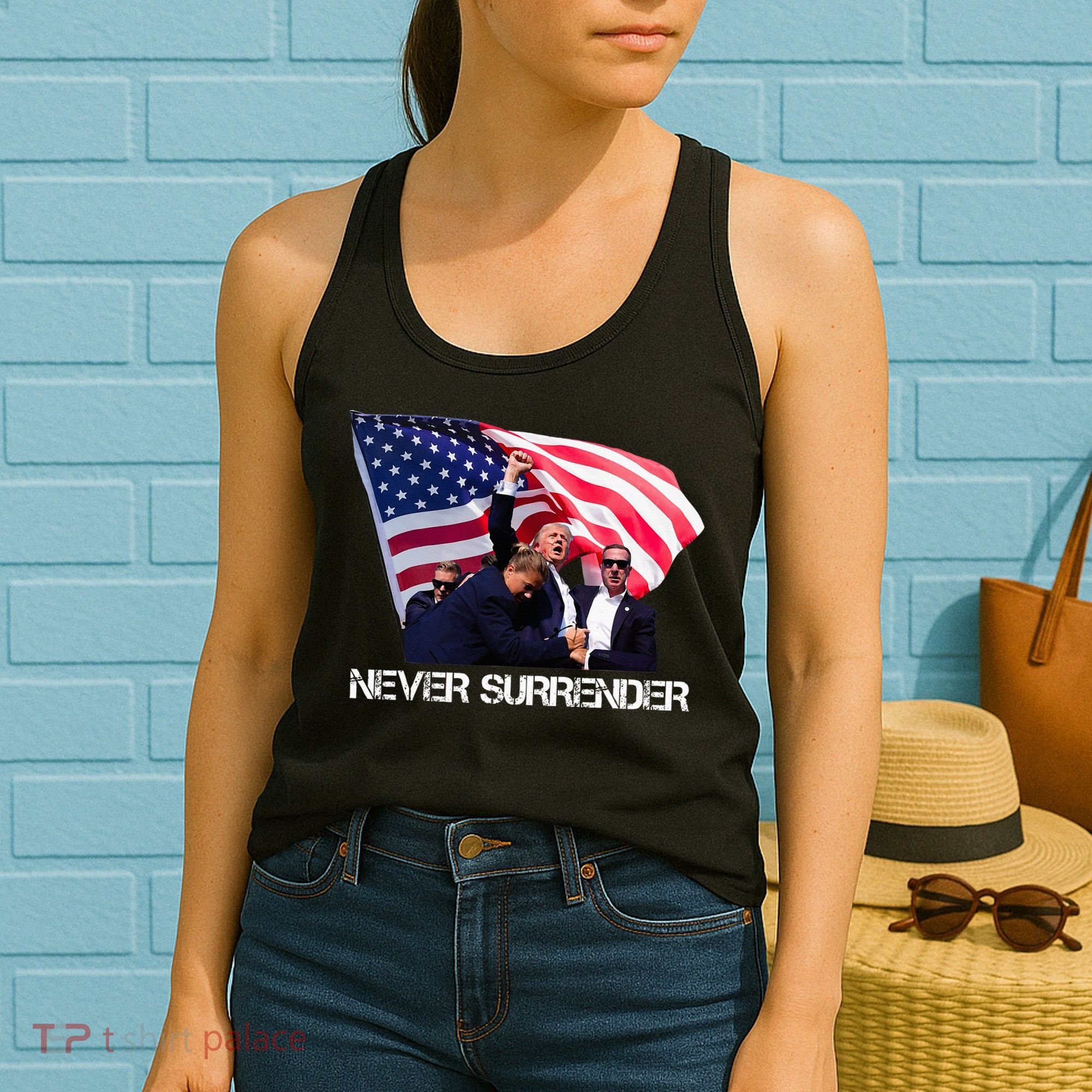 Trump Merica Trump American Flag Women's Tank Top