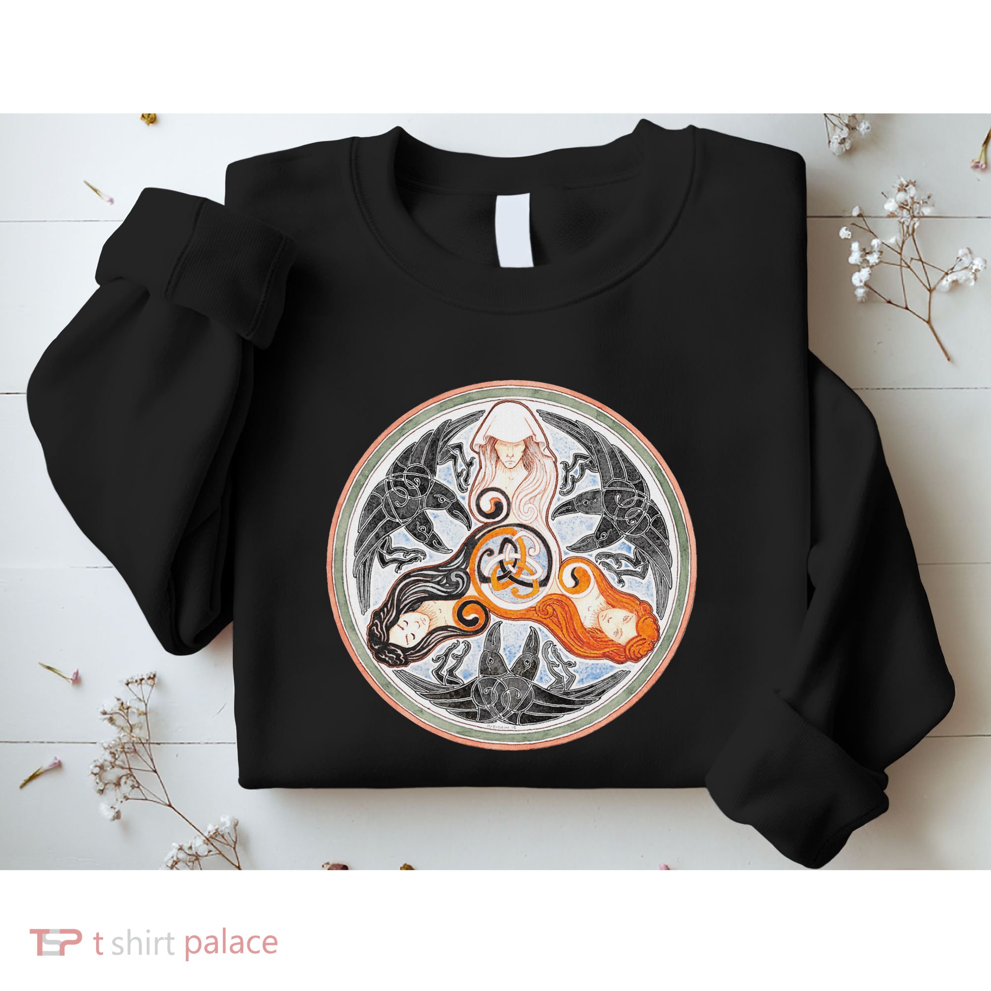 The Morrigan Triple Goddess Tarot Card Gothic Pagan Witch Sweatshirt