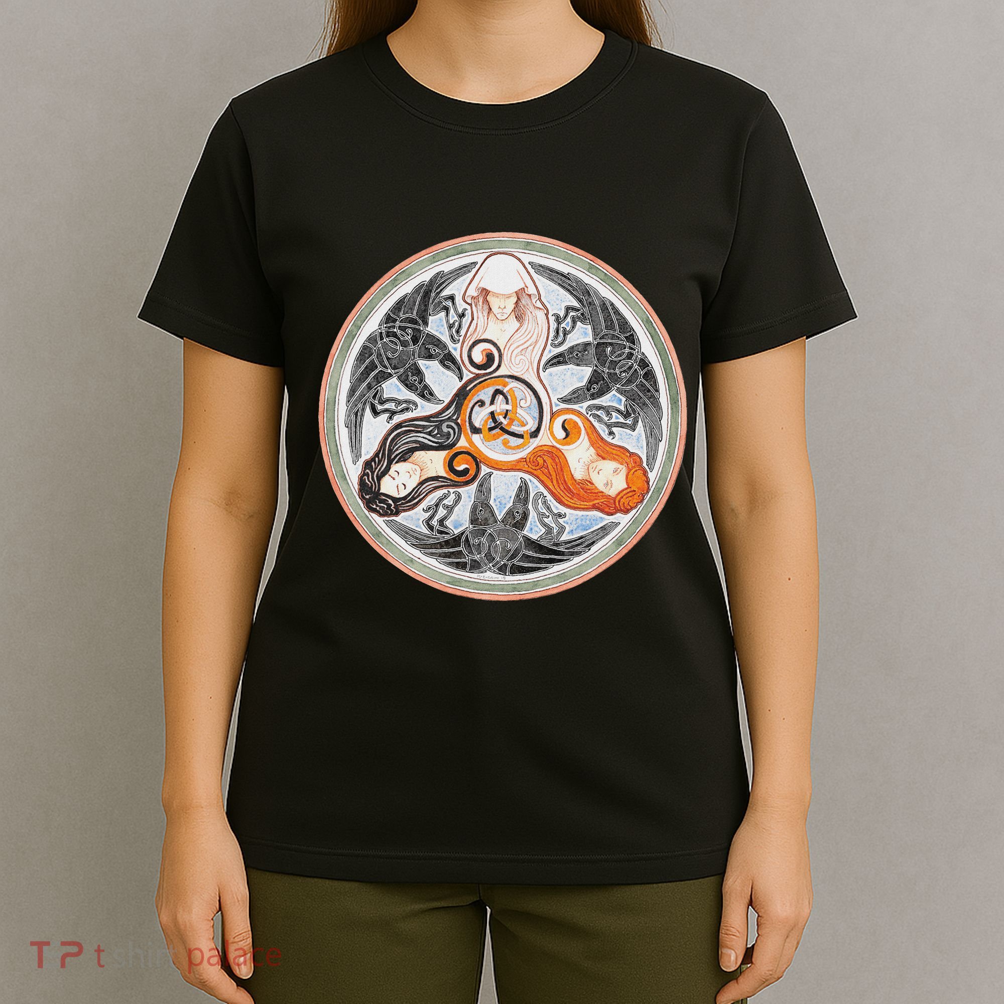 The Morrigan Triple Goddess Tarot Card Gothic Pagan Witch T-Shirt