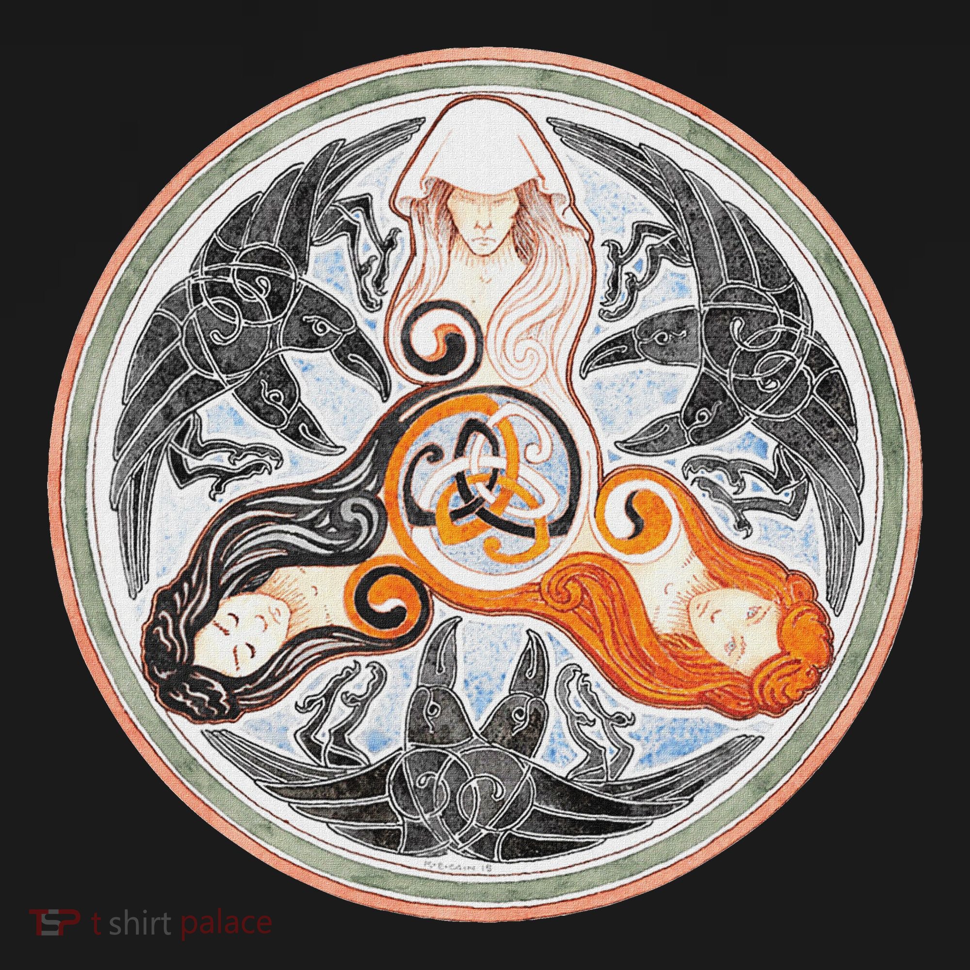 The Morrigan Triple Goddess Tarot Card Gothic Pagan Witch T-Shirt