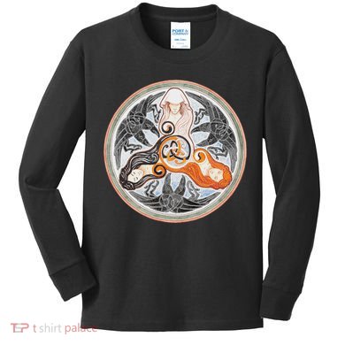 The Morrigan Triple Goddess Tarot Card Gothic Pagan Witch Kids Long Sleeve Shirt