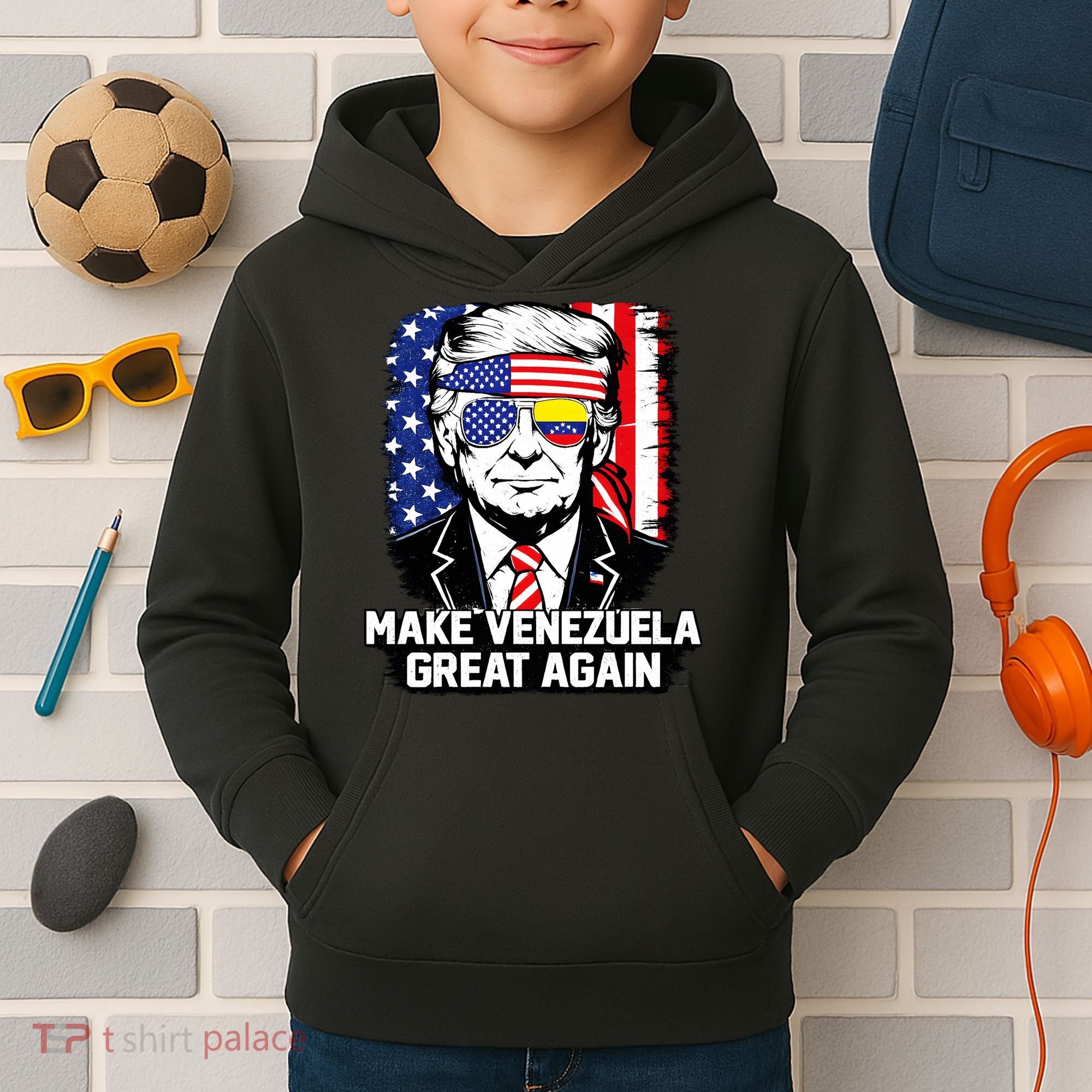 Trump Make Venezuela Great Again Flag Kids Hoodie