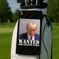 Trump Mugshot Wanted For Second Term Golf Towel thumb 2