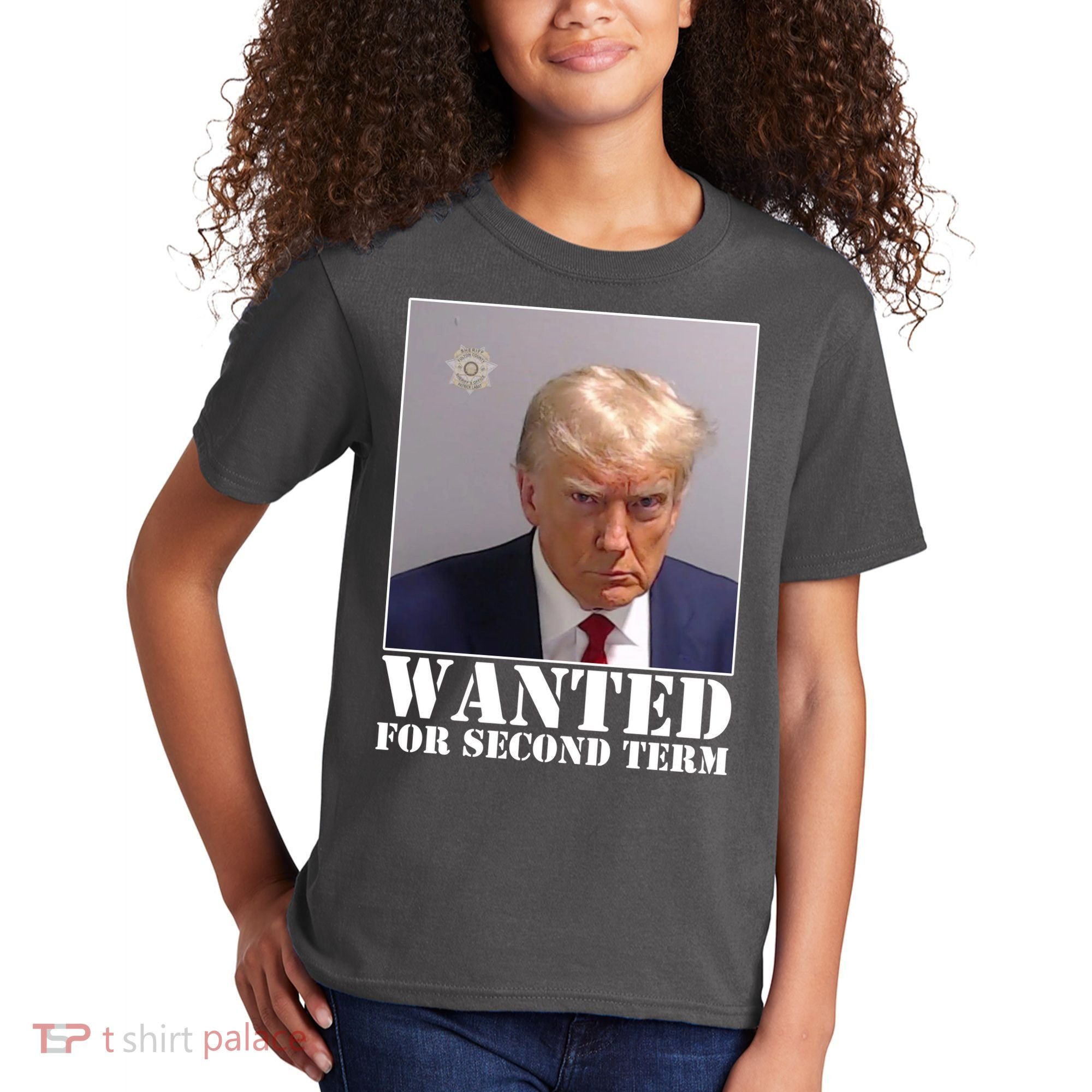 Trump Mugshot Wanted For Second Term Kids T-Shirt