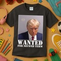 Trump Mugshot Wanted For Second Term Kids T-Shirt thumb 3