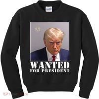 Trump Mugshot Wanted For President Kids Sweatshirt thumb 0