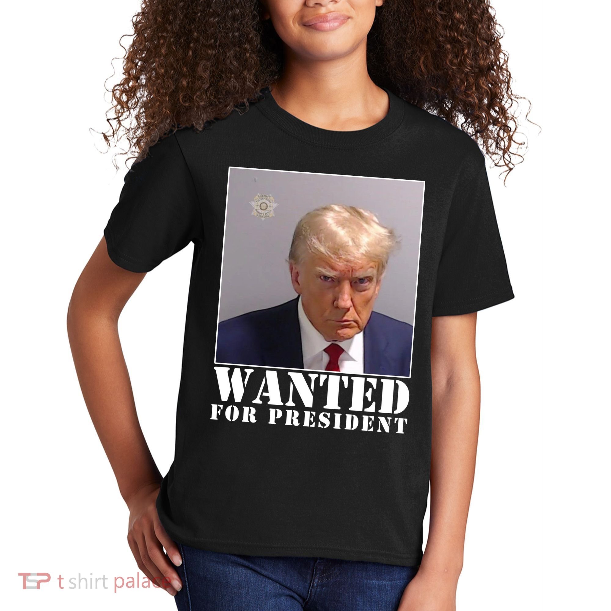 Trump Mugshot Wanted For President Kids T-Shirt