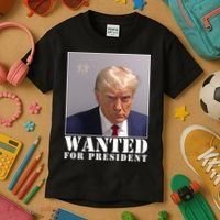 Trump Mugshot Wanted For President Kids T-Shirt thumb 3