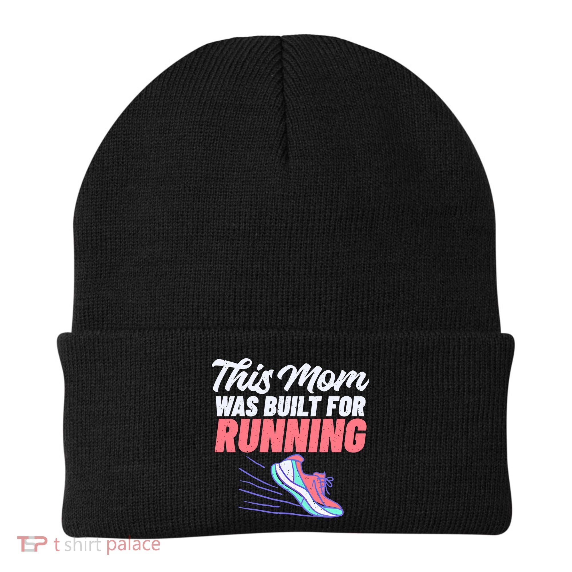 This Mom Was Built For Running Mother Marathon Runner Gift Beanie
