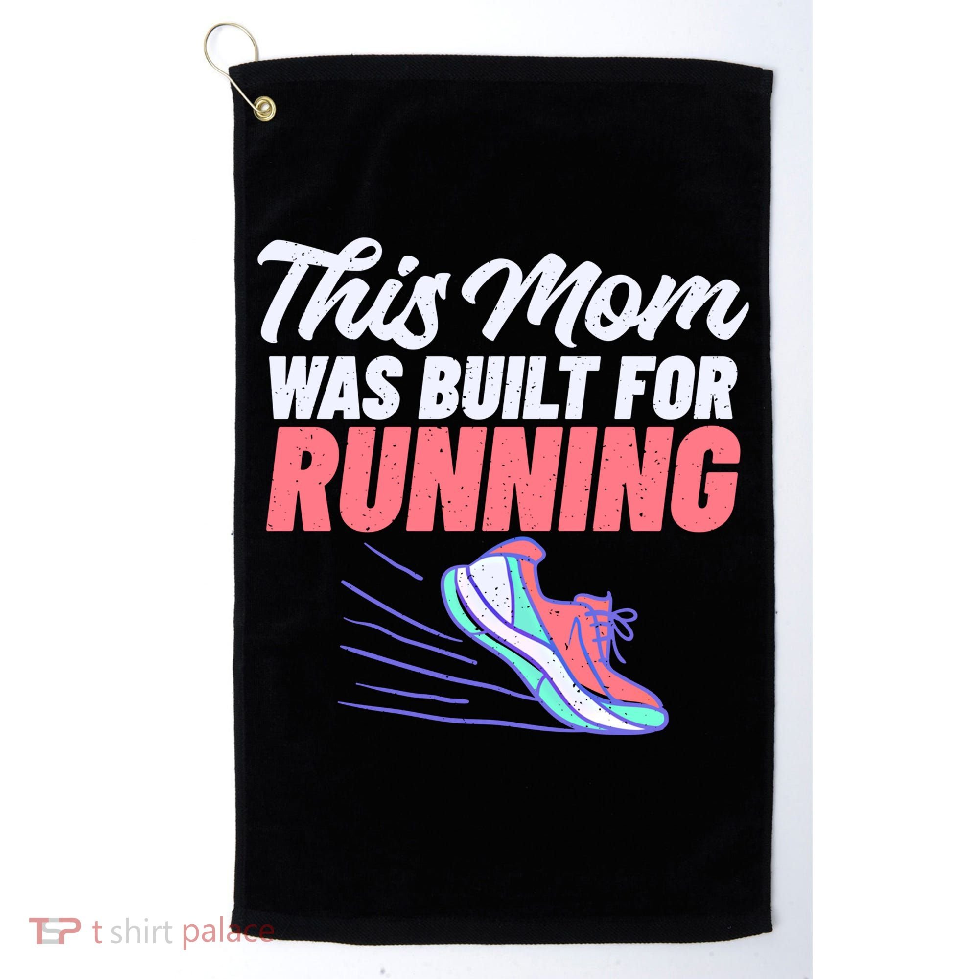 This Mom Was Built For Running Mother Marathon Runner Gift Golf Towel