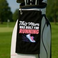 This Mom Was Built For Running Mother Marathon Runner Gift Golf Towel thumb 2