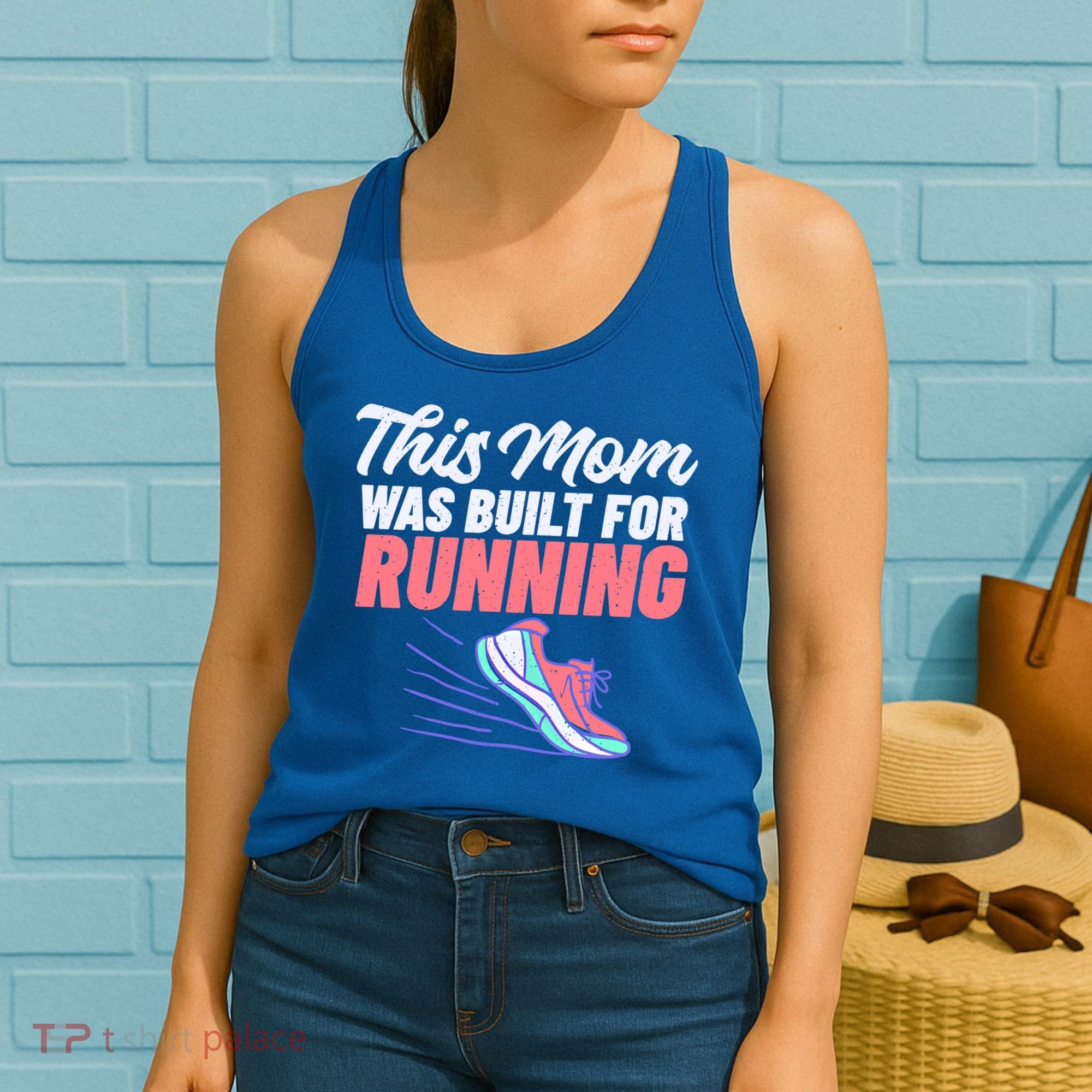 This Mom Was Built For Running Mother Marathon Runner Gift Women's Tank Top