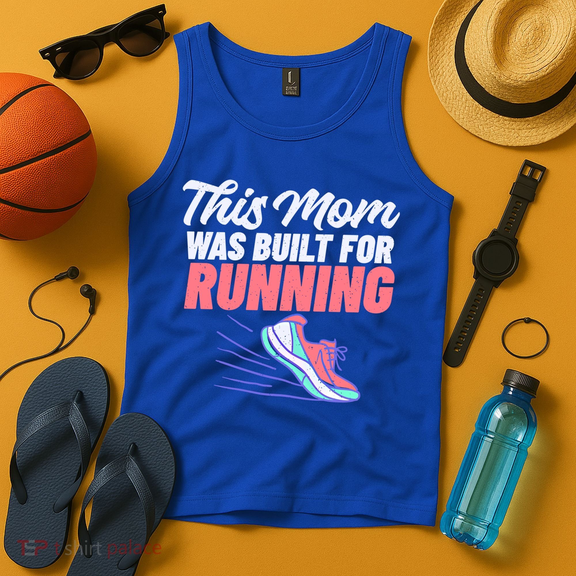 This Mom Was Built For Running Mother Marathon Runner Gift Tank Top
