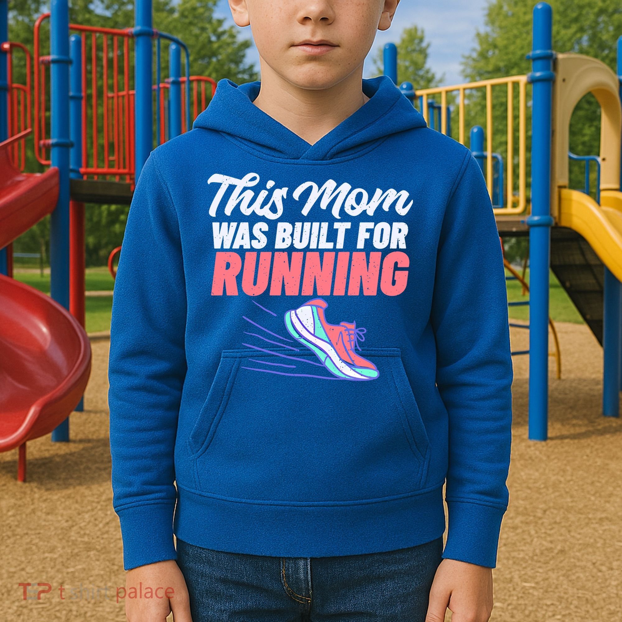 This Mom Was Built For Running Mother Marathon Runner Gift Kids Hoodie
