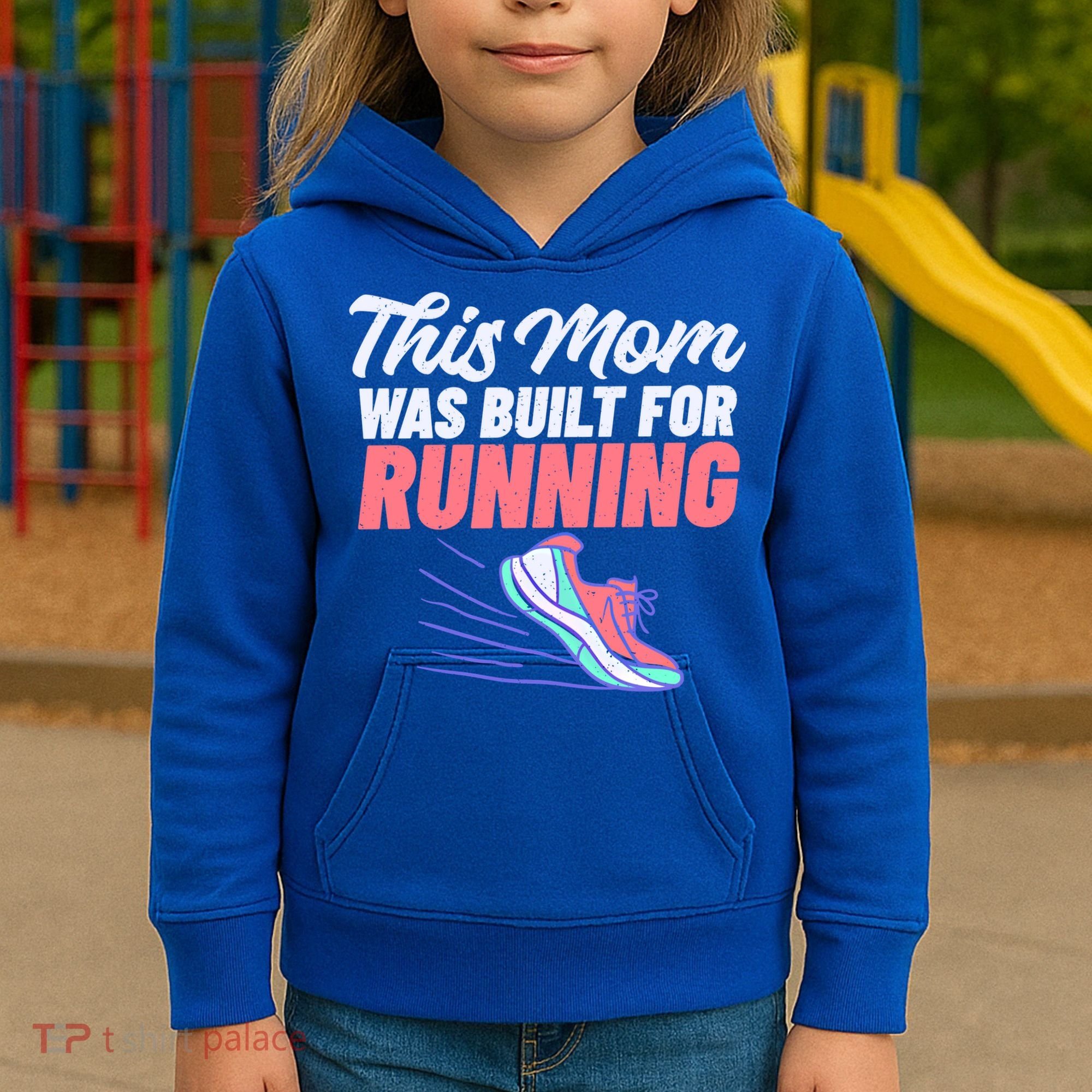 This Mom Was Built For Running Mother Marathon Runner Gift Kids Hoodie